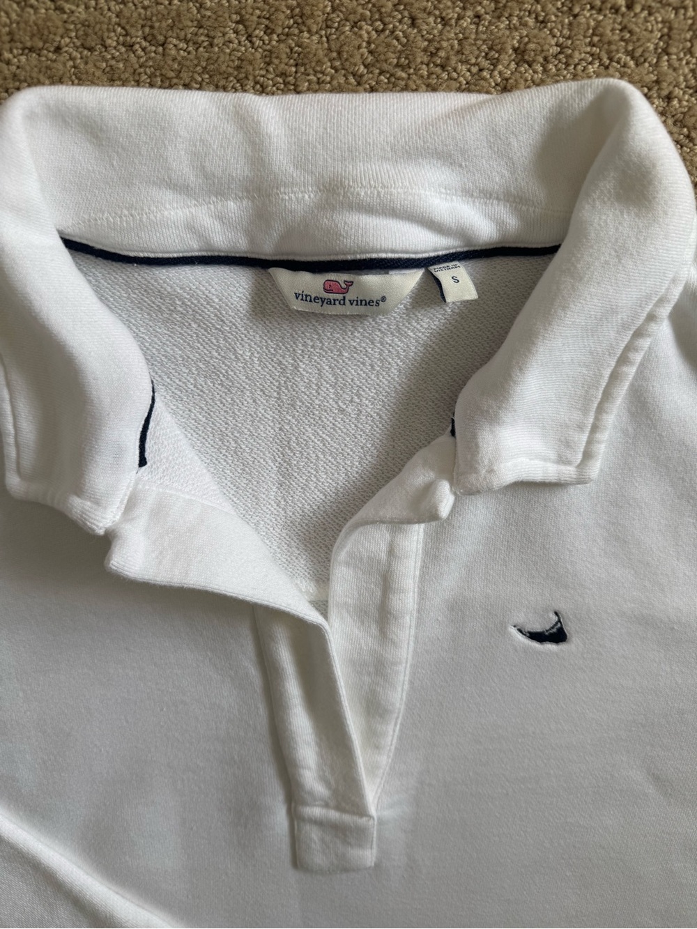 Vineyard Vines White Polo with Navy Whale Accent
